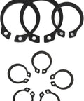 Heavy Duty 65Mn Spring Steel External Circlips Set Of 100 C-Clip Retainers for Shafts Axles DIY Projects Black Oxide Snap Rings