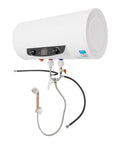 No Hassle 13 Gallon Electric Water Heater 1500 Watt 110 Volt Reliable Storage Tank with stainless steel and digital display.