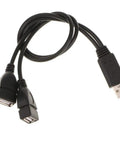 USB 2.0 Y Splitter Cable With Dual USB A Female Ports One Data And Power Port And One Power Only Port Two Pack For Laptop Tablet And Smartphone Charging And Data Transfer Not For iOS Data On Power Port, black 40 cm cable