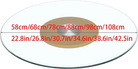 Transparent Tempered Glass Lazy Susan Featuring A Slick Swivel Plate And Safer Flared Rim For Zero Hassle Serving, 58-108cm sizes.