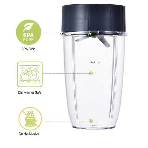 Upgrade Blender Cup And Extractor Blade Compatible With 600W And 900W Blenders 24oz Replacement Parts Set BPA Free Cup shown