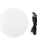 Electric Motorized Rotate Display Stand With 360 Degree Spin For Jewelry And Watches Plus Full Angle Photography Setup Using USB Power, round white platform with USB cable.