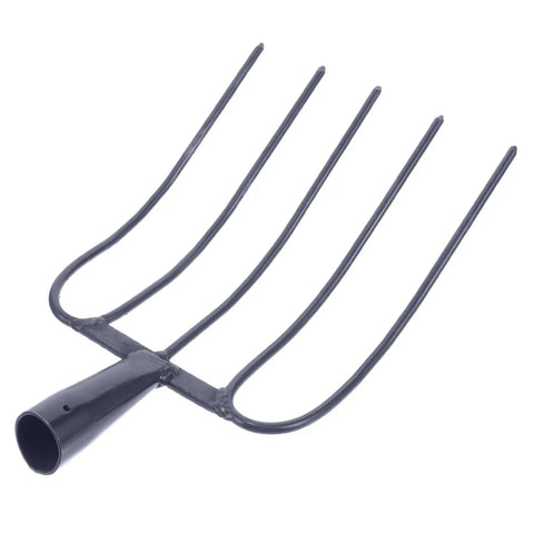 Heavy Duty Farm Pitchfork For Horse Manure And Grass Cleanup Multi Functional Rural Yard Fork, steel construction, angled view