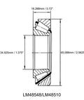 Technical drawing of Beefed-Up Tapered Bearing Cone And Bushing Kit For 1.375 In Hole And 2.5625 In OD 0.72 In Width, dimensions shown