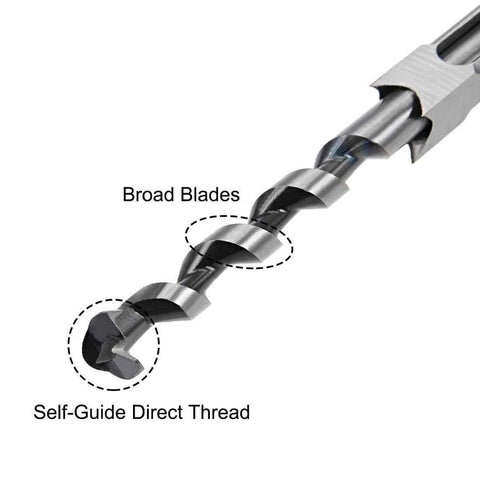 uxcell square-hole drill bit, 1/2 in, high-carbon hollow mortise bit, close-up view, 2 pcs