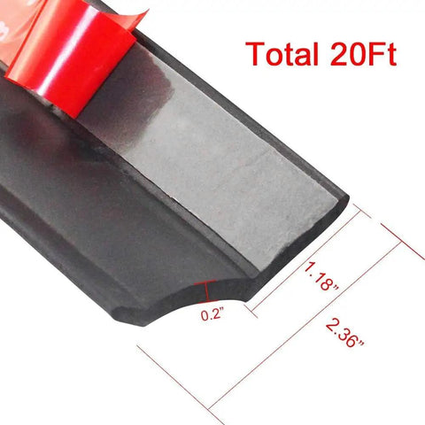 Universal Garage Door Seal Bottom Rubber Strip with adhesive backing, 20ft length, shown in detailed close-up view