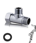 Rock Solid Three Way Brass Diverter Valve Tee Joint Connector With Half Inch Threading For Heavy Duty Bathrooms - chrome plated fitting.