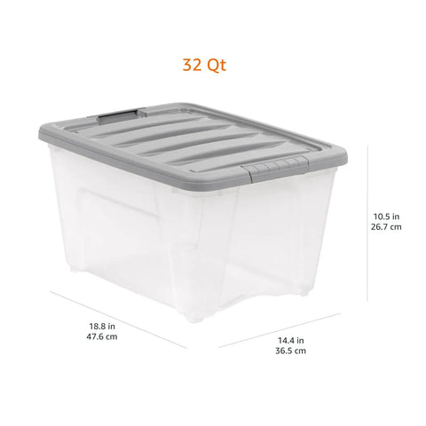 Straight Up Heavy Duty 32 Quart Clear Storage Bins With Secure Latching Lids Stackable Organization Containers Hella Rock Solid Design Completely Hassle Free For Moving Day And Pantry Needs Set Of Six