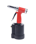 Red and black pneumatic rivet gun with 90 to 120 psi air power 1300 kgf riveting tool kit for aluminum and iron nuts high torque workhorse riveter