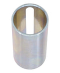 Metal cylindrical crank shaft sleeve with inner vertical slot; pulley bore reducer, close-up view
