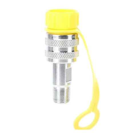 Get This Killer One Set Of Hydraulic Fittings Quick Coupler ZG3 And 8 High Pressure Tube Connector Plug That Makes Work A Breeze On Any Machine You Fix Up At Home Or In The Shop Without Leaking Oil All Over Your Clean Floors Ever Again. ZG3/8 threaded metal quick coupler with yellow cap