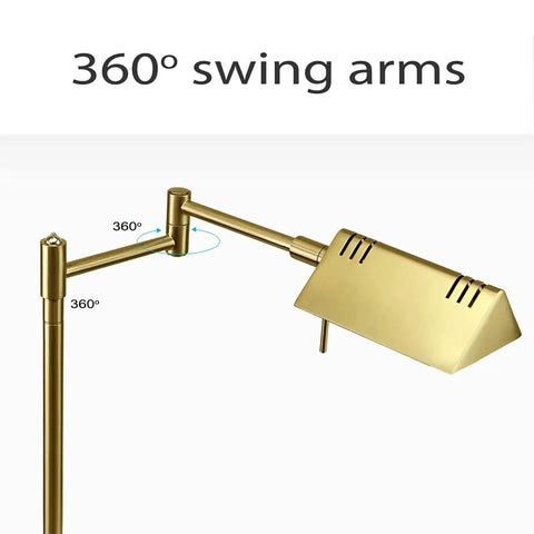 Lit LED Desk Lamp For Pharmacy And Home Office With Full Range Dimming, 12W LED, 1050 Lumens, 360 Degree Swing Arm in brass