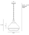 Diagram of Ezra 14 Inch 3 Light Modern Pendant Light With White Metal Shade And Brushed Nickel Finish Retro Chic Ceiling Fixture