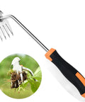 Stainless Steel Weed Puller Tool With Four Teeth Dual Purpose Garden Weeder For Weeding In Tight Spots Heavy Duty Hand Weeder With Rubber Handle 2024 Upgrade For Lawn And Garden Removal, black orange rubber handle