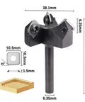 CNC Spoilboard Surfacing Router Bit With 1/4 Inch Shank 1-1/2 Inch Cutting Diameter 3 Wing Carbide Insert Slab Flattening Bit With 10 Replaceable Inserts For Fast And Smooth Wood Surface Planing And Pro Grade Performance diagram