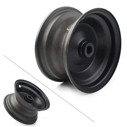 6 Inch 145 70 6 Black Wheel Rim For Go Kart Off Road Dirt Pit Bike Aluminum Durable Rim, side and angled view