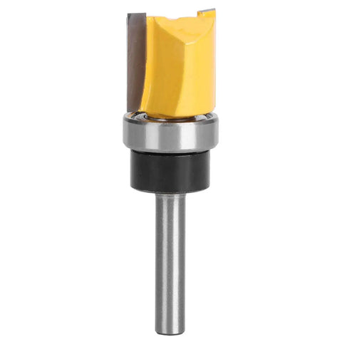 Top Notch 6mm Shank Flush Trim Router Bit Made From Tough Carbon Steel for sleek woodworking cuts shown from the side.