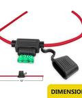 Beefy 12 Gauge Inline Fuse Holder Set Of 5 With 30 Amp ATC And ATO Blade Fuses, 8.7 Inch Leads On Each Side, Rubber Cap Protects Fuses