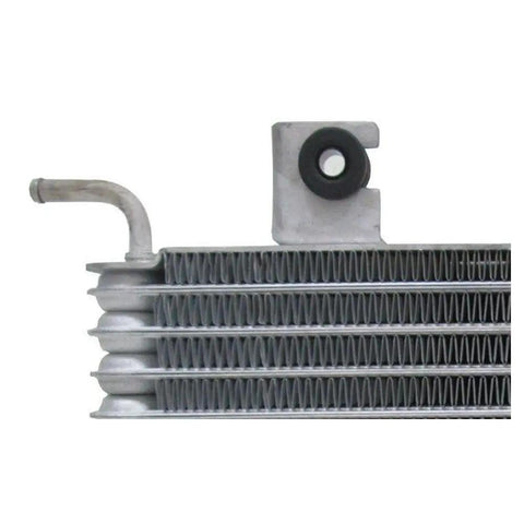 Upgrade Your Ride With This Killer Hsgyzcpa Transmission Oil Cooler Built For All You Nissan Drivers Out There On The 2.0L Engine Models From Years 2013 Through 2017 Like Those Solid Vans So You Can Chill And Not Overheat While Cruising The Streets. close-up metal transmission oil cooler with mounting bracket and inlet tube