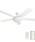 52 Inch Contemporary Indoor LED Ceiling Fan With Light No-Fuss Remote Control Dual Mounting Options Reversible Motor Dual Finish Blades