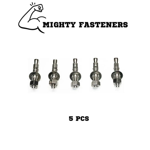 Heavy Duty Wedge Anchors Set In 304 Stainless Steel For Concrete And Masonry Three Eighths By Two And A Quarter Inches Rust Resistant Durable 5 Pack