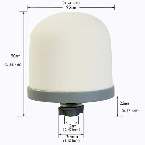 Ceramic Dome Filter Replacement For Water Pre Filtration System 0.15 To 0.5 Micron Diatomite Filter with dimensions shown
