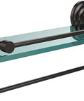 Oil Rubbed Bronze Gallery Towel Bar With 16 Inch Glass Shelf, Tempered Glass, Concealed Mounting, Solid Brass Hardware With Lifetime Finish