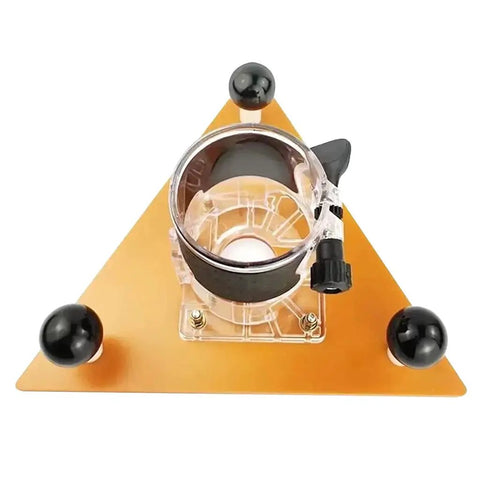 Heavy Duty Electric Wood Slotting And Chamfering Machine Inside Roll Away Case For Crisp Corner Bevels with clear base and adjustable settings.