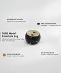 Solid Wood Furniture Leg Cylindrical Foot For Sofa Cabinet And Table Black 2.4 By 1.8 Inches Replacement Leg Heavy Duty Support