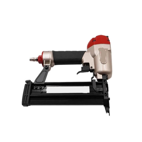 18 Gauge Pneumatic Upholstery Stapler F50 Air Powered Nail Gun with ergonomic handle for fabric and cabinet builds.