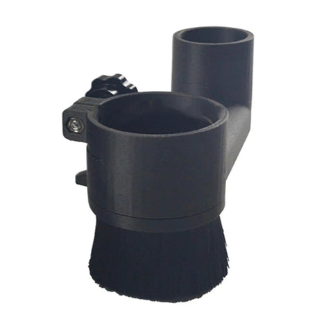 Pro Grade Cnc Spindle Dust Shields Featuring Tough Detachable Bristles That Mop Up Nasty Sawdust Like A Champ While Locking In Motor Life For Your 300W And 500W Router Machines, showing a black bristle dust shield accessory.