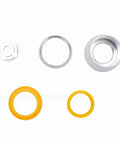 32mm Fitness Handle End Covers 5 Pack Aluminum Alloy No Slip Grip components in silver and orange colors.