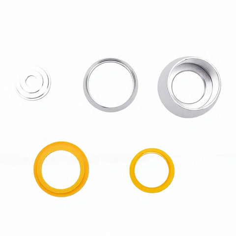 32mm Fitness Handle End Covers 5 Pack Aluminum Alloy No Slip Grip components in silver and orange colors.