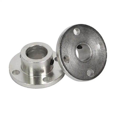 Sturdy Steel Rigid Flange Coupling Motor Guide Shaft Support Connector Kit With Hand Nut For Precise Setup In 3Mm Through 12Mm Sizes Ready To Go, showing two steel flange connectors.