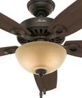 Top Tier 52 Inch Indoor Ceiling Fan With Bright Integrated Led Lighting And Easy Pull Chain Setup For Reliable Airflow and Sweet Modern Bedroom Refresh close-up view of bronze casing and LED light.