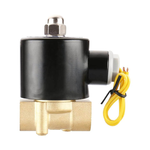 Side view of Three Eighths Inch Brass Electric Solenoid Valve 12 Volt DC Normally Closed For Water And Air Lines Model 2W 040 10