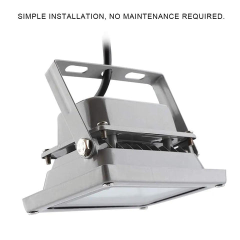Onythral RGB LED Flood Light for Garden Lighting Remote Control close-up showing the gray metal housing and mounting bracket.