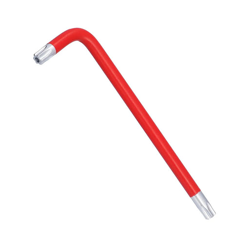 Kickstart Your Home Repair Game With This Hottest 9 Pcs Arm Hex Wrench Set Featuring Gnarly Color Coding And Solid Metal Star Hex Keys For Pro Level Maintenance, Fixing, And All Your Daily DIY Projects Without The Stress. red bent Torx hex wrench with steel tips