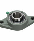 Premium One Point Five Inch Bore UCFL208-24 Self Aligning Two Bolt Flange Ball Bearing with painted cast iron housing.