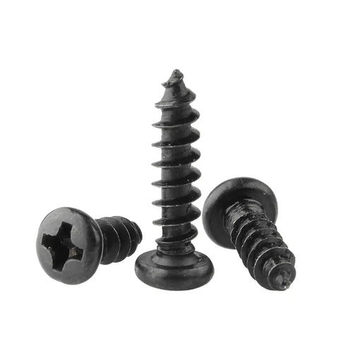 Self Tapping Wood Screw Set Black Mini Cross Head Pan Screws For DIY Quick Fixes On Small Wood Projects And Eyewear Repairs Sizes M1 To M4 10 To 50 Pcs Deep Threads With Strong Hold Dope Pick shown in close view.