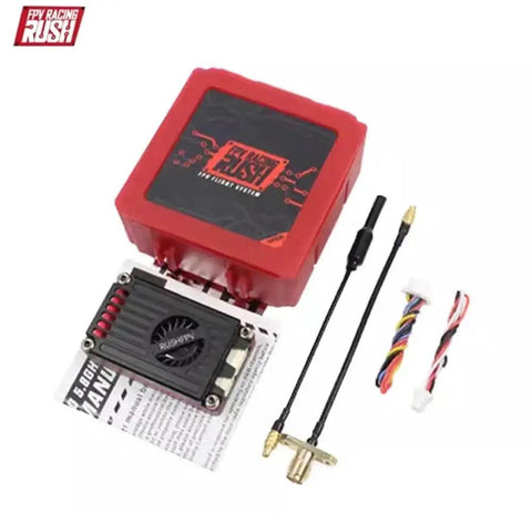Rush Tank Max Solo 2.5W 5.8GHz FPV VTX with Active Cooling CNC Shell, cables, and manual for RC long-range fixed-wing