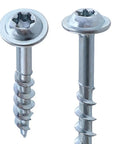 Close-up of Pocket Hole Screws Self Tapping Torx T20 Coarse Thread Wood Screws 1 1 4 Inch 32mm Silver 100 Pack Built For Hardwood Fences Decks