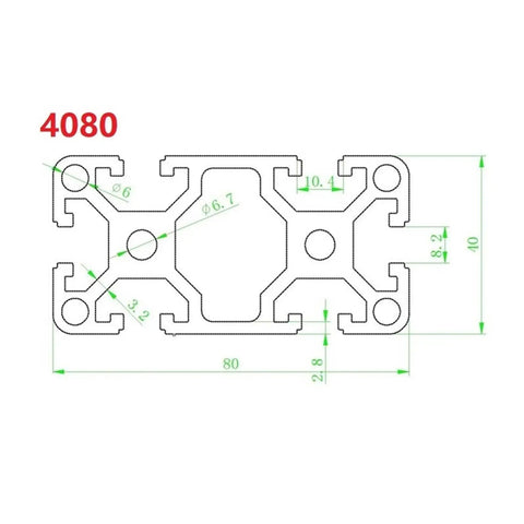 Diagram of Beefy 4080 Aluminum Extrusion Frame Kit With Anodized Linear Rail and T Slot Profiles for CNC and 3D printing.