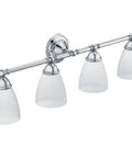 Brantford 4 Light Dual Mount Bathroom Vanity Fixture With Frosted Glass In Chrome Mount Up Or Down For Versatile Look Easy Install Dope Bright Modern Glow For Any Bath Contemporary Home Upgrade.