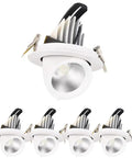 Slick Adjustable LED Recessed Downlights With Tilting Gimbals For Vaulted Ceilings 10W COB Warm White Spotlights in white housing