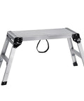 Foldable Aluminum Work Platform 30 by 12 by 20 Inches, Heavy Duty Stool Ladder With 330 Lb Load Capacity, Non Slip Feet, Perfect For Vehicle Washing, Cleaning, Painting, Decorating, And Home Projects. Folded aluminum work platform with non slip feet.