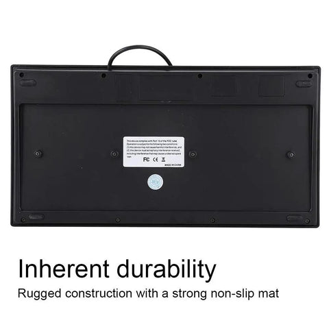 Heavy Duty Wired USB Keyboard With Eighty Eight Keys Dead Silent Business Keypad For Quick Data Entry Or Chill Gaming Sessions Bulletproof Design Plug And Play Ready, non-slip back with rugged construction.