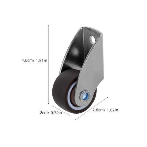 Fixed Caster Wheels Inch 6pcs Rubber for Furniture and Carts, 4.6cm metal holder with a rubber wheel, ideal for silent operation.