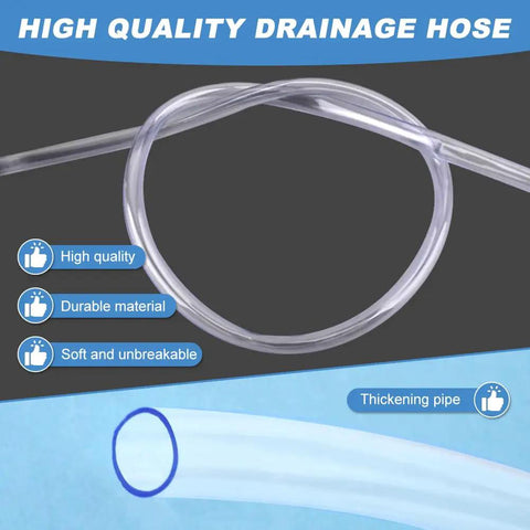3ft Air Conditioner Drain Hose with Durable Elbow Fitting for Window Units and Mini Splits, showing high-quality PVC material
