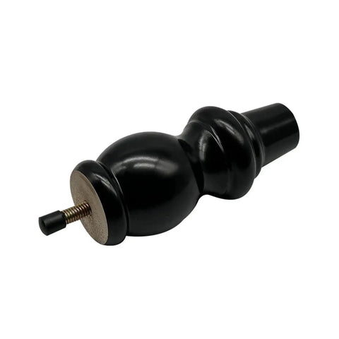 Four Piece 15 Cm Black Wood Furniture Legs For Cabinets Dressers Sofas - Mid Century Turned Round Style, Easy Install close-up view.